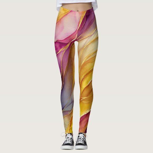 Leggings mit lebendigen Farbwellen (Vorderseite)