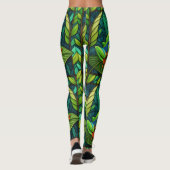 Leggings mit lebendigen grünen Blättern und farben (Rückseite)