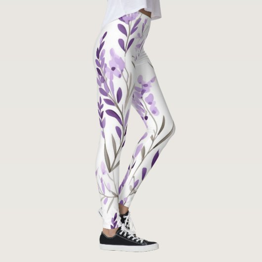 Leggings mit lila Blumenmuster (Rechts)