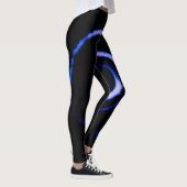 Leggings mit Lila Twirl auf Schwarz (Rechts)
