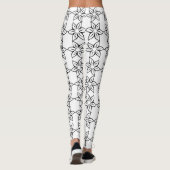 Leggings mit modernen Schwarz-Weiß-Blumenmuster (Rückseite)