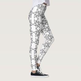Leggings mit modernen Schwarz-Weiß-Blumenmuster