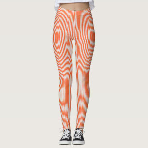 Leggings mit orangefarbenen und weiß gestreiften S