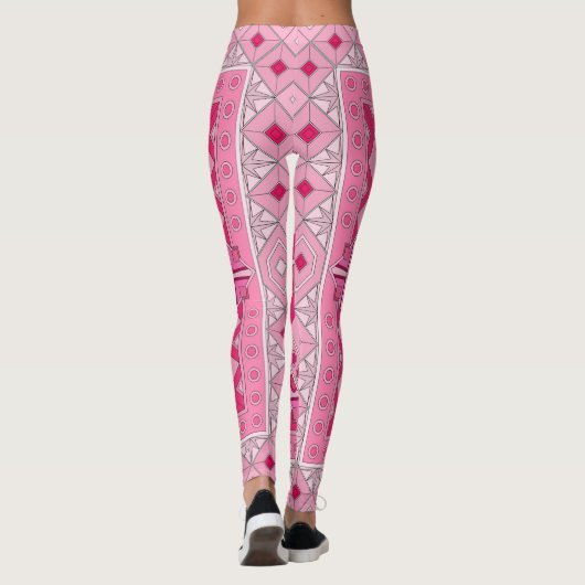 Leggings mit rosa lässiger Kunst (Rückseite)