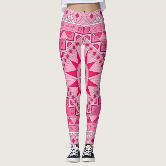 Leggings mit rosa lässiger Kunst (Vorderseite)