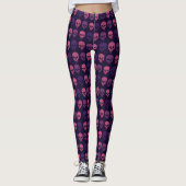 Leggings mit rosa und Lila Skull Print Fashion (Vorderseite)