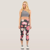 Leggings mit rosa und roten Blume (Vorderseite)