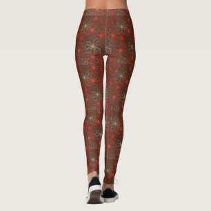 Leggings mit rotem Blumenmuster