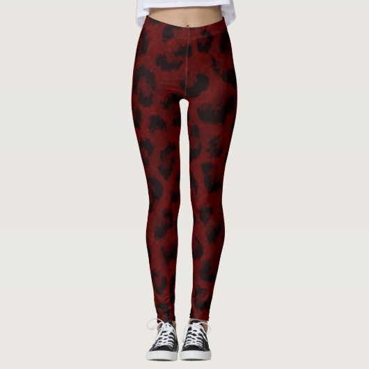 Leggings mit rotem Leopard Muster (Vorderseite)