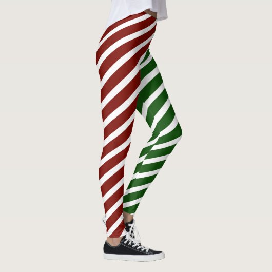 Leggings mit rotem und grünem Candy Stripes (Rechts)