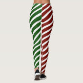 Leggings mit rotem und grünem Candy Stripes (Rückseite)