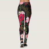 Leggings mit rotem und schwarzem Blumenmuster (Rückseite)