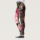Leggings mit rotem und schwarzem Blumenmuster (Links)