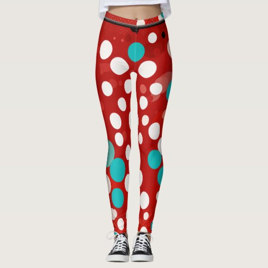 Leggings mit roten Folkepunkten (Vorderseite)