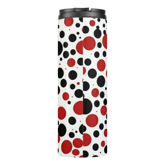 Leggings mit roten und schwarzen Polka Dot Pattern Thermosbecher (Rückseite)
