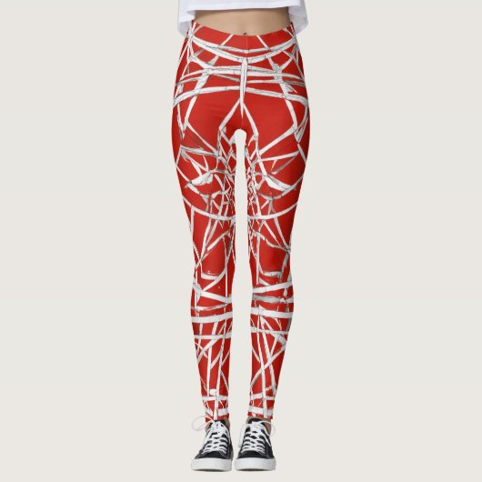 Leggings mit roten und weißen Wellen (Vorderseite)