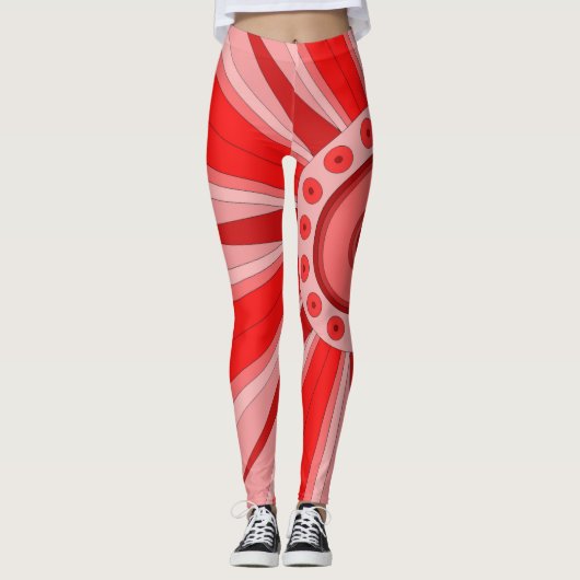 Leggings mit roter Herzkunst (Vorderseite)