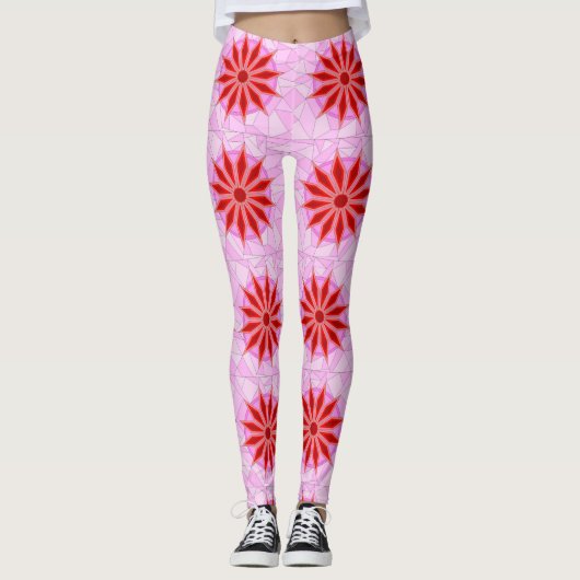 Leggings mit roter Herzkunst (Vorderseite)