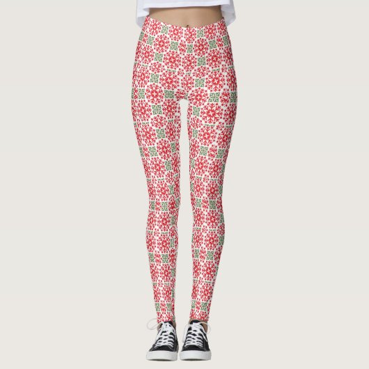 Leggings mit Roter Schneeflocke (Vorderseite)