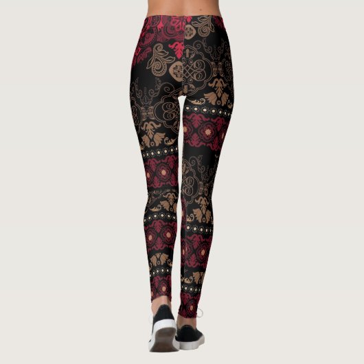 Leggings mit roter und schwarzer Schönheit (Rückseite)