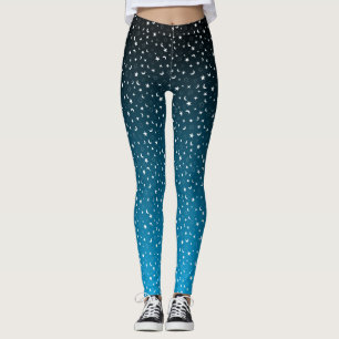 Leggings mit schwarz/blau glänzenden Sternen und M