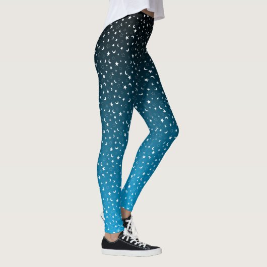 Leggings mit schwarz/blau glänzenden Sternen und M (Rechts)
