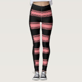 Leggings mit schwarz rosa Streifen und Text (Vorderseite)