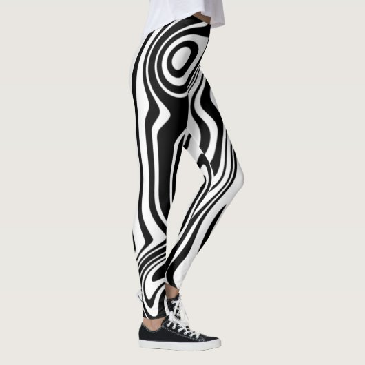 Leggings mit schwarzem und weißem Streifen oder Fa (Rechts)