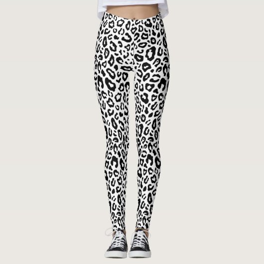 Leggings mit schwarzem/weißem Leopard (Vorderseite)