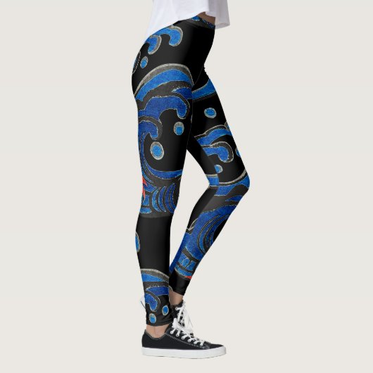 LEGGINGS MIT SCHWARZEN UND JAPANISCHEN WELLEN (Rechts)