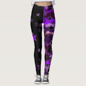 Leggings mit schwarzen und Lila Camouflagen (Vorderseite)