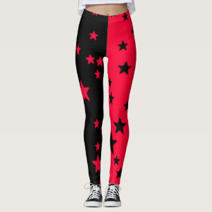 Leggings mit schwarzen und roten Sternen
