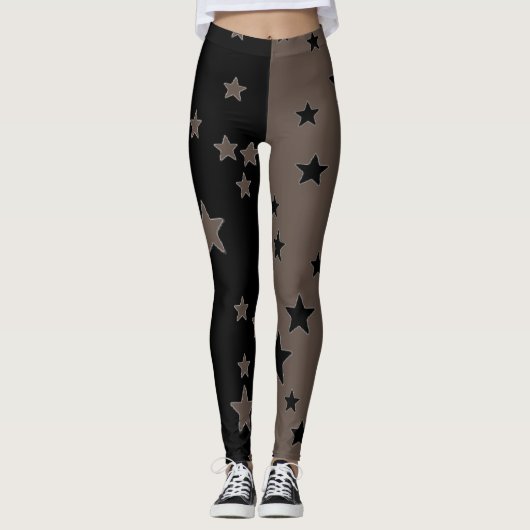 Leggings mit schwarzen und weißen Sternen (Vorderseite)