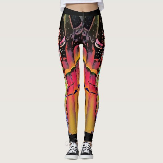 Leggings mit schwarzer Flamme (Vorderseite)
