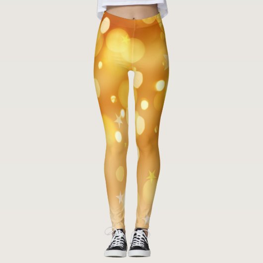 Leggings mit weißem Multi-Color-Star-Design (Vorderseite)