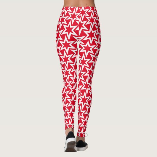Leggings mit weißem und rotem geometrischem Sternm (Rückseite)