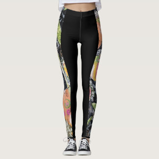 Leggings - Mixed Media Flowers