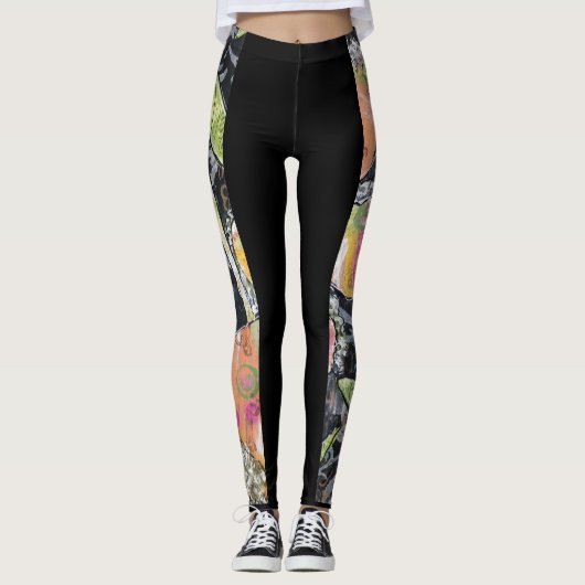 Leggings - Mixed Media Flowers (Vorderseite)