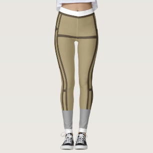 Leggings Mondrian Inspirierte Beige Brown 1
