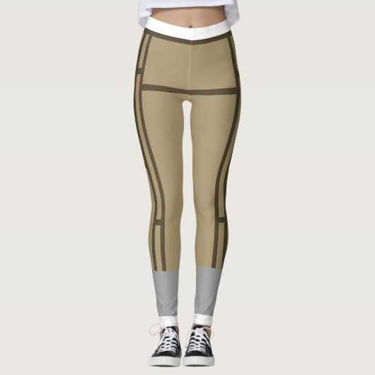 Leggings Mondrian Inspirierte Beige Brown 1 (Vorderseite)