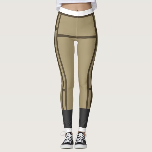 Leggings Mondrian Inspirierte Beige Brown 2 (Vorderseite)
