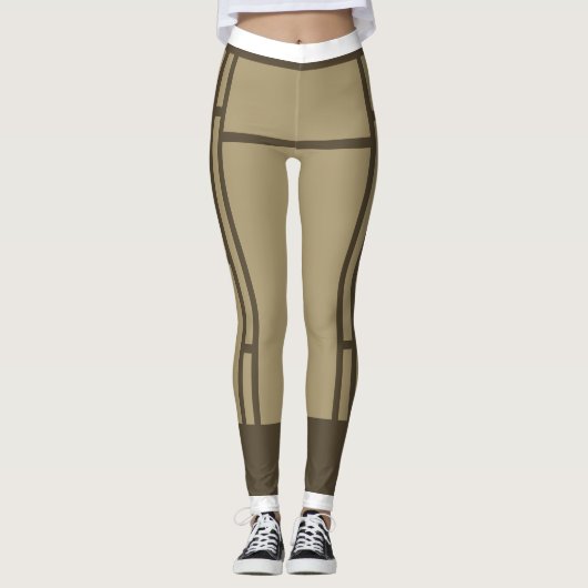 Leggings Mondrian Inspirierte Beige Brown 3 (Vorderseite)