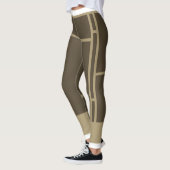Leggings Mondrian Inspirierte Brown Beige 3 (Links)