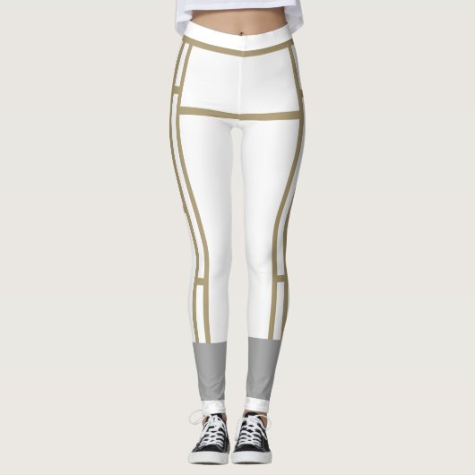 Leggings Mondrian Inspirierte Weißbeige 1 (Vorderseite)