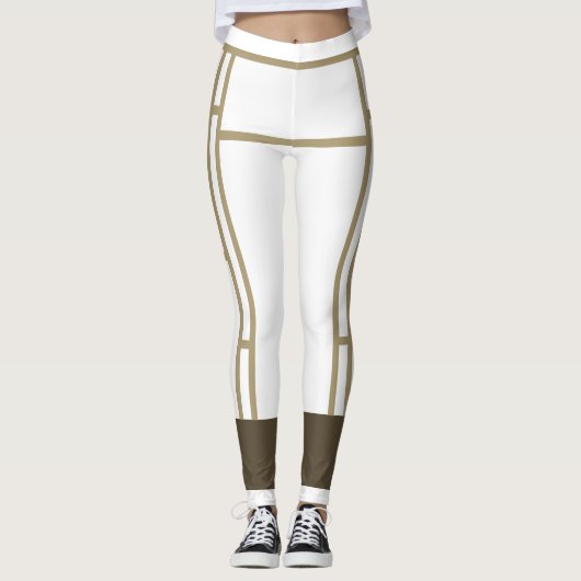 Leggings Mondrian Inspirierte Weißbeige 3 (Vorderseite)