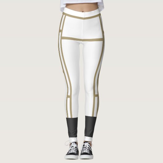 Leggings Mondrian Inspirierte White Beige 2 (Vorderseite)