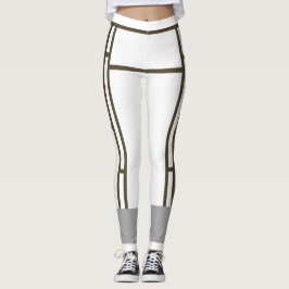 Leggings Mondrian Inspirierte White Brown 1