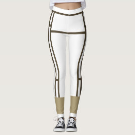 Leggings Mondrian Inspirierte White Brown 3