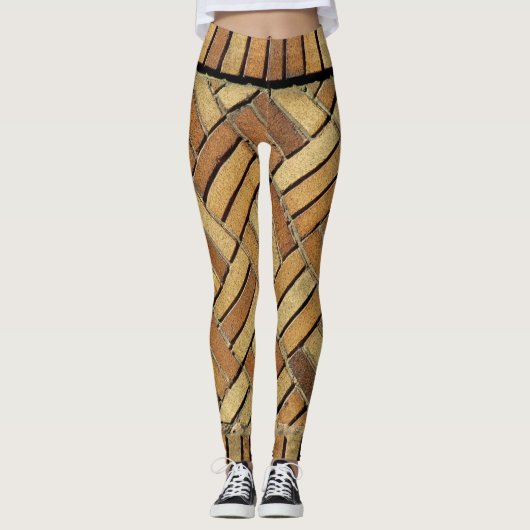 Leggings - Muster aus Holzziegeln (Vorderseite)