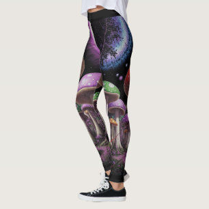 Leggings - Nachtzeit-Pilz-Fantasie-Kunst